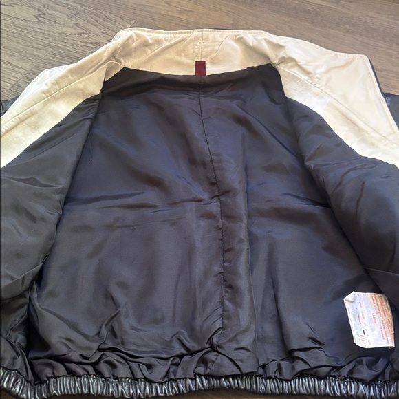 Vintage Black and White Leather Bomber Jacket and Vest Size 11/12 Made in Canada - Picture 10 of 14